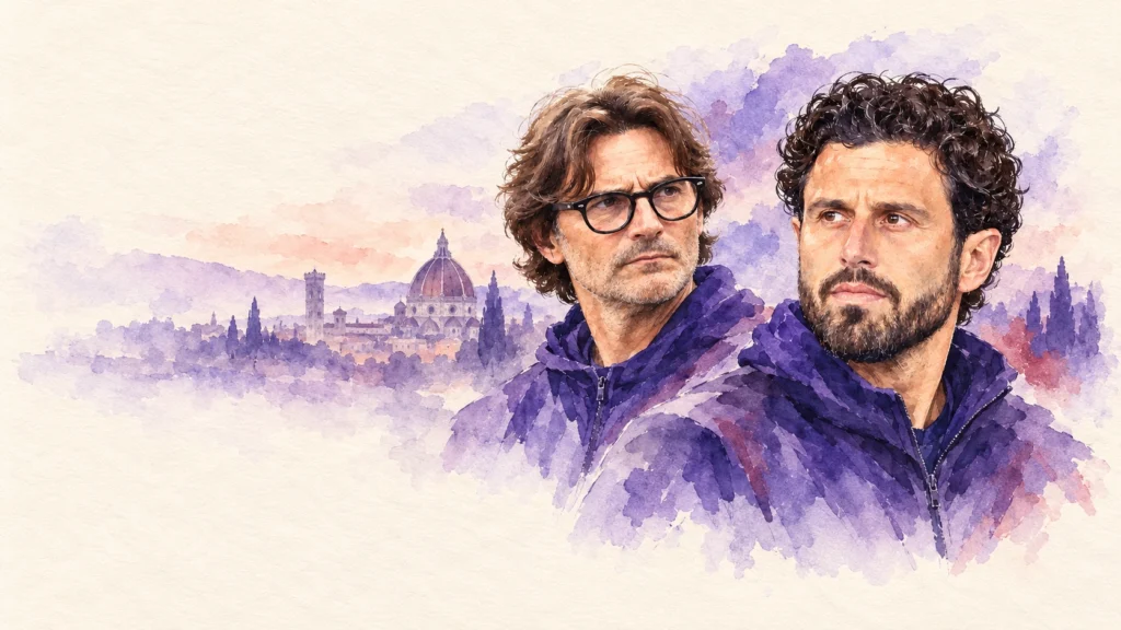 Watercolour editorial portrait: Fiorentina transfer strategy — ViolaPedia